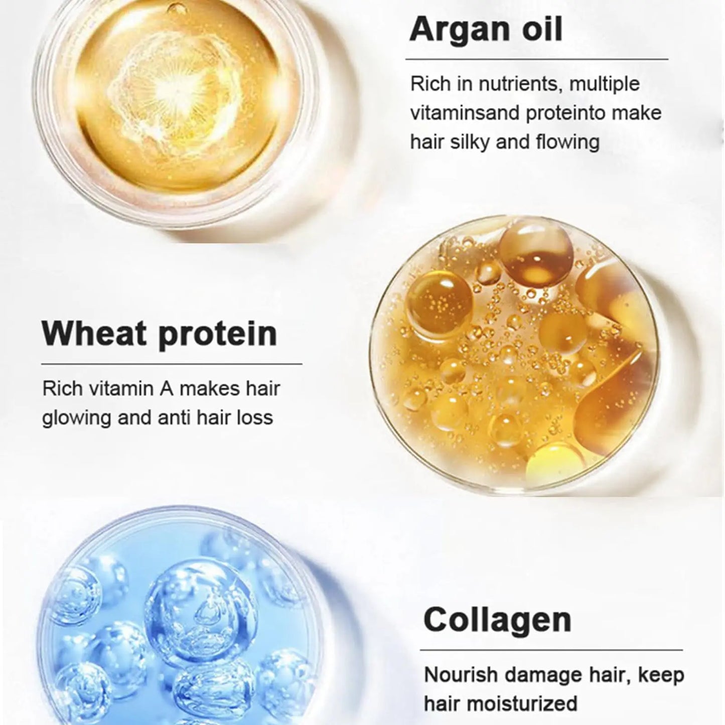 Collagen Hair Treatment 16.90 oz Deep Repair Conditioning Argan Oil Collagen Hair Mask Essence for Dry Damaged Hair