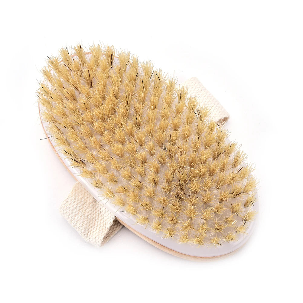 Hot Dry Skin Body Natural Bristle Massage Brush Soft SPA Brush Bath Bathing Massage Brush