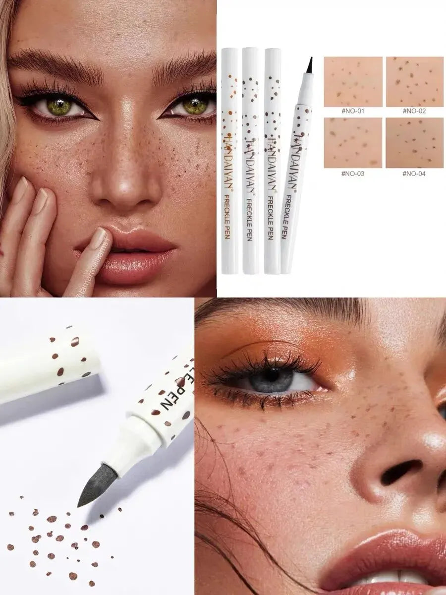 Natural Lifelike Freckle Makeup Pen, Waterproof Long Lasting Quick Dry - Light Brown, Natural Coffee, Chestnut, Dark Brown