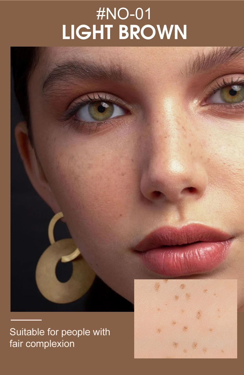 Natural Lifelike Freckle Makeup Pen, Waterproof Long Lasting Quick Dry - Light Brown, Natural Coffee, Chestnut, Dark Brown
