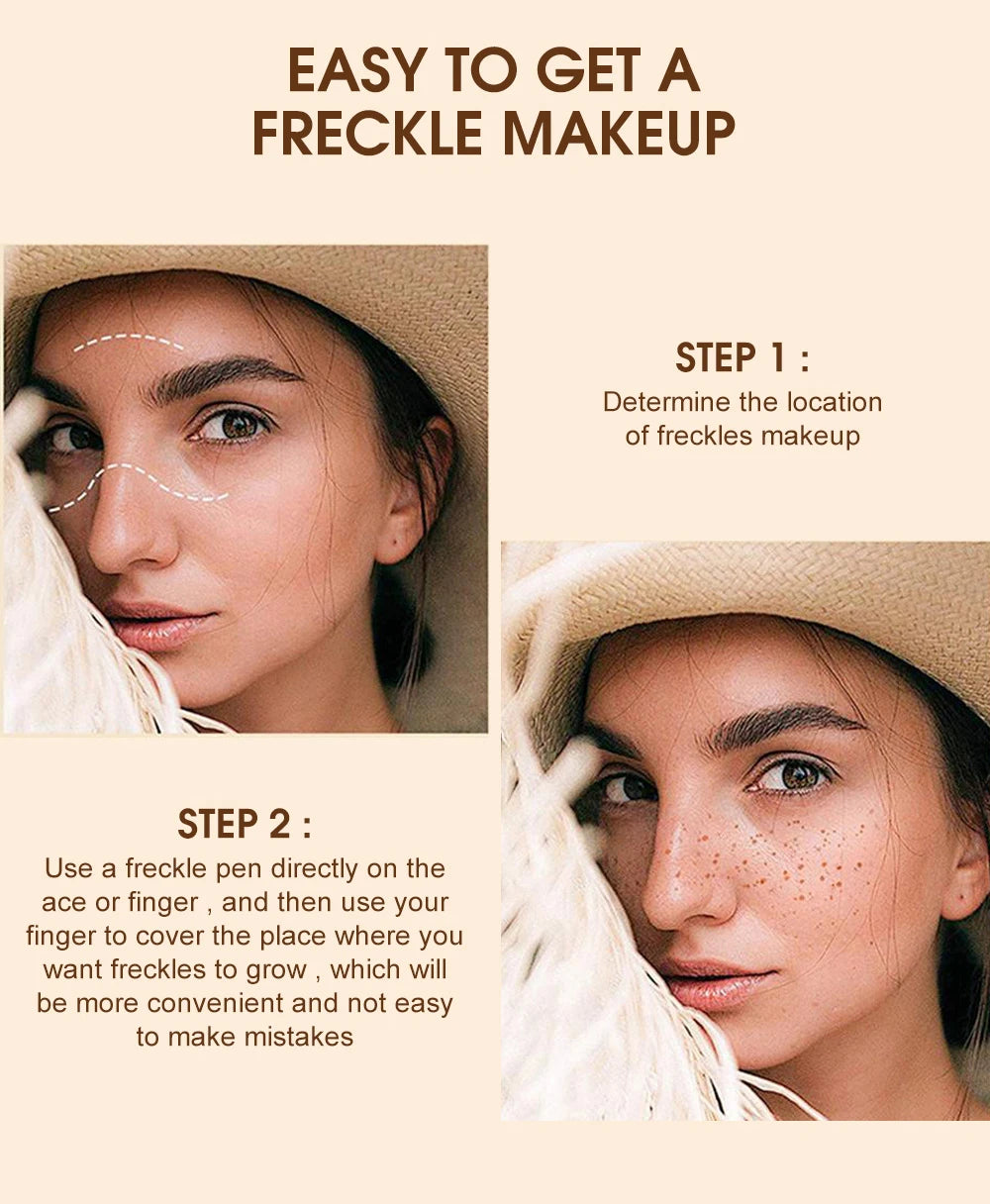 Natural Lifelike Freckle Makeup Pen, Waterproof Long Lasting Quick Dry - Light Brown, Natural Coffee, Chestnut, Dark Brown