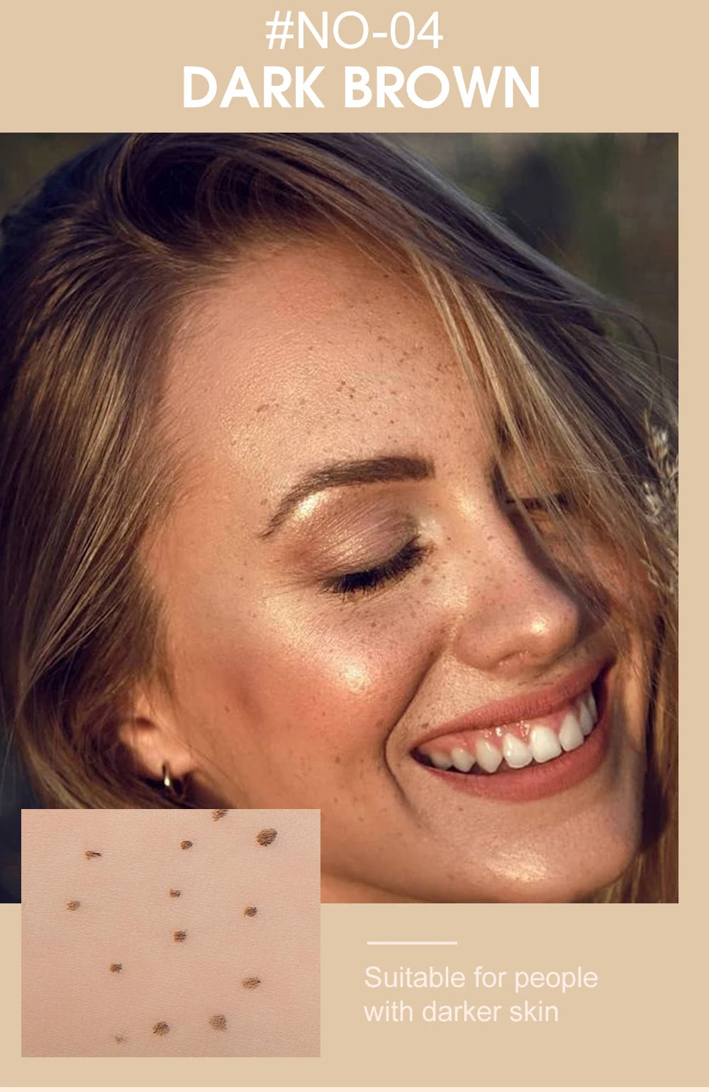 Natural Lifelike Freckle Makeup Pen, Waterproof Long Lasting Quick Dry - Light Brown, Natural Coffee, Chestnut, Dark Brown