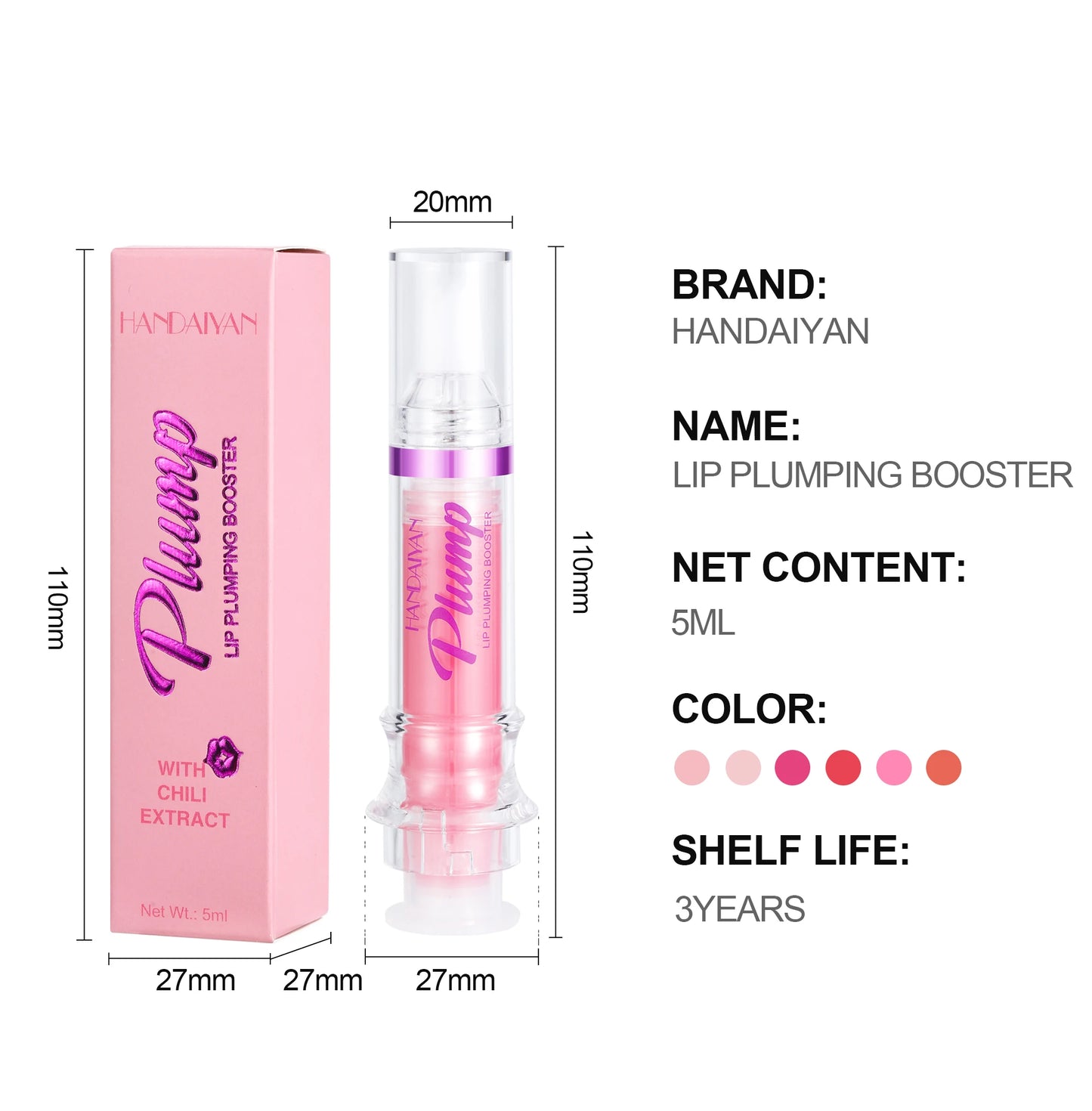 Natural Spicy Lip Plumping Booster Lip Plumping Oil,Ultra-Hydrating & Nourishing Plump and Pout Glossy Finish Fuller Lip Gloss