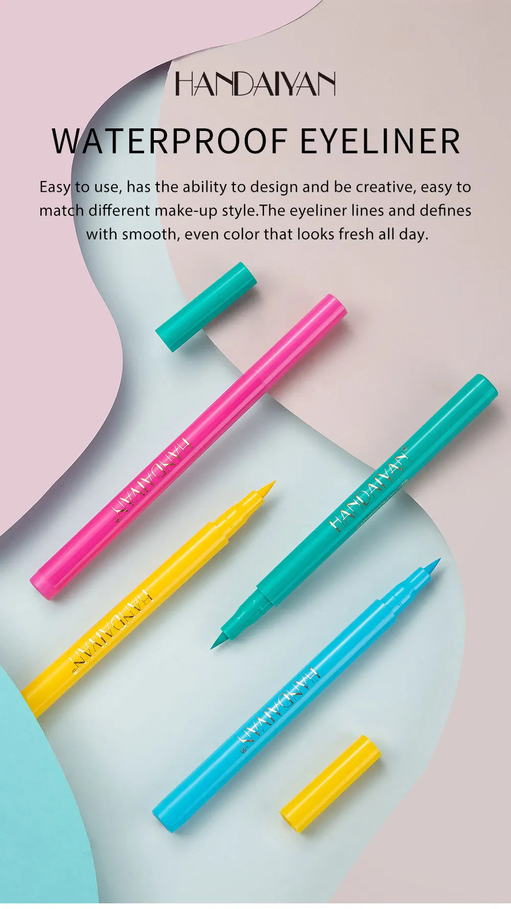 HANDAIYAN 12-Piece Set Matte Colored Eyeliner Pens - Quick-Drying, Non-Smudging Liquid Eyeliner Pens