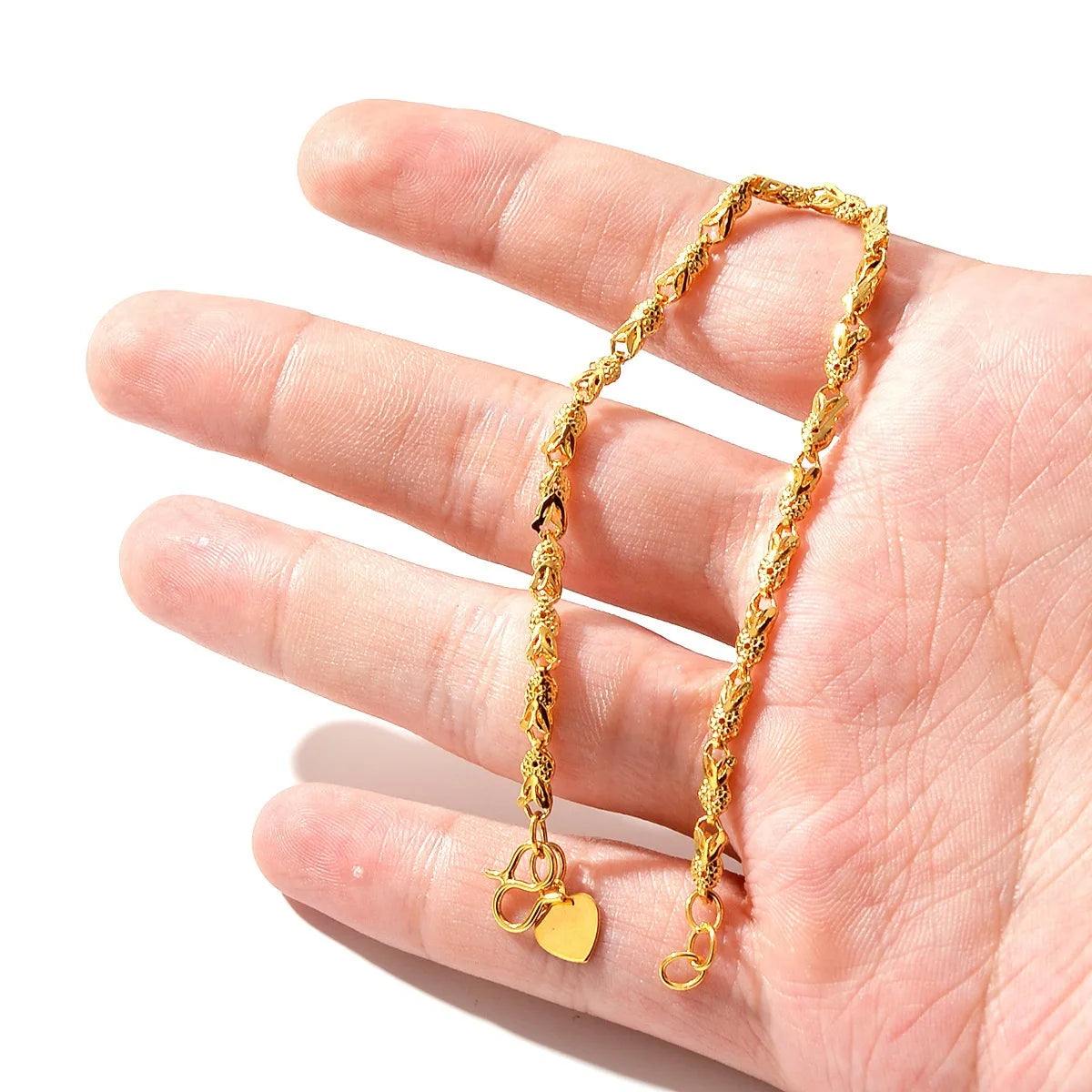Boutique AU999 gold bracelet womens real gold wrist chain car flower wedding retro 24k pure gold lucky bracelet female model