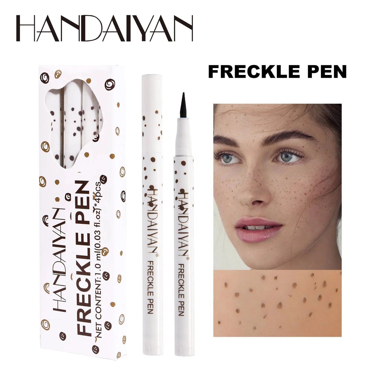 Natural Lifelike Freckle Makeup Pen, Waterproof Long Lasting Quick Dry - Light Brown, Natural Coffee, Chestnut, Dark Brown