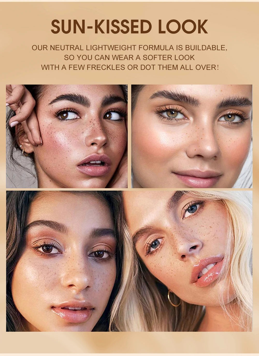 Natural Lifelike Freckle Makeup Pen, Waterproof Long Lasting Quick Dry - Light Brown, Natural Coffee, Chestnut, Dark Brown