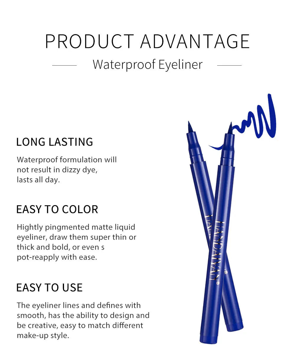 HANDAIYAN 12-Piece Set Matte Colored Eyeliner Pens - Quick-Drying, Non-Smudging Liquid Eyeliner Pens