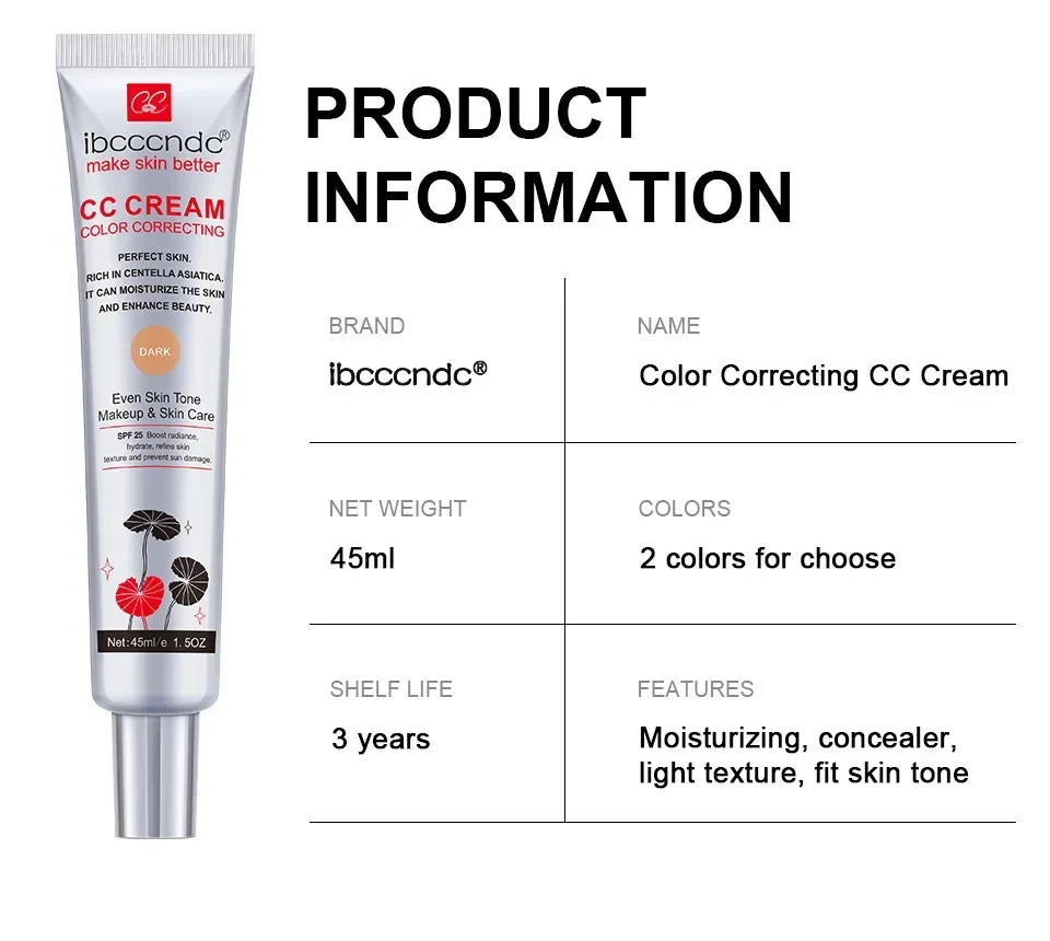 Ibcccndc Centella Asiatica CC Cream Invisible Pores Concealer Long-lasting Moisturizing Brightening Before Makeup Priming