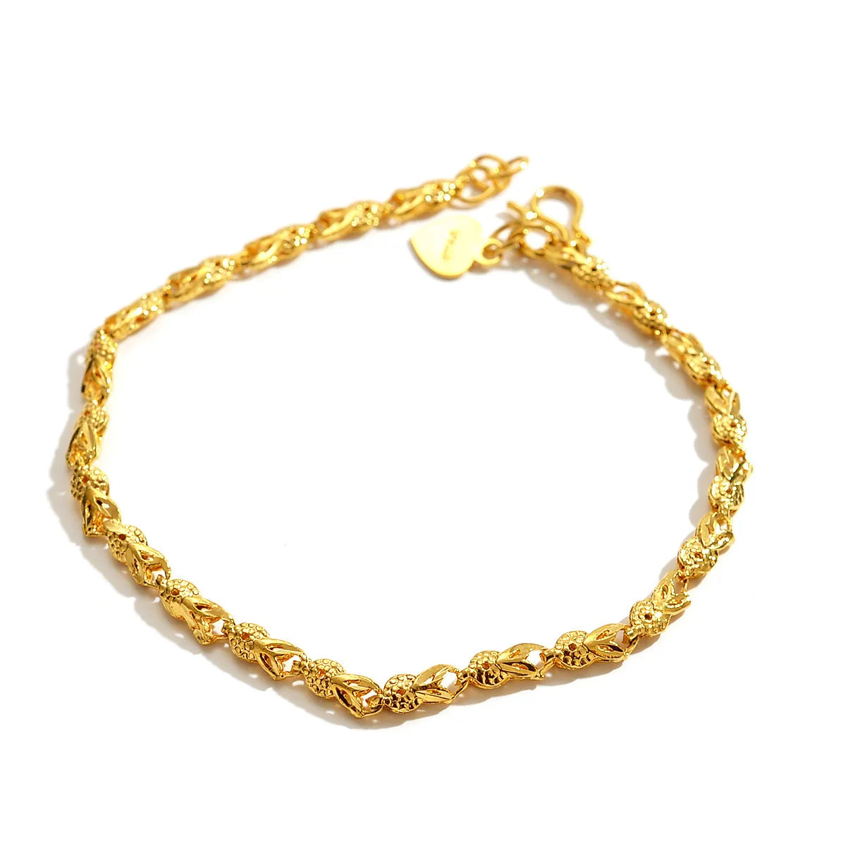 Boutique AU999 gold bracelet womens real gold wrist chain car flower wedding retro 24k pure gold lucky bracelet female model