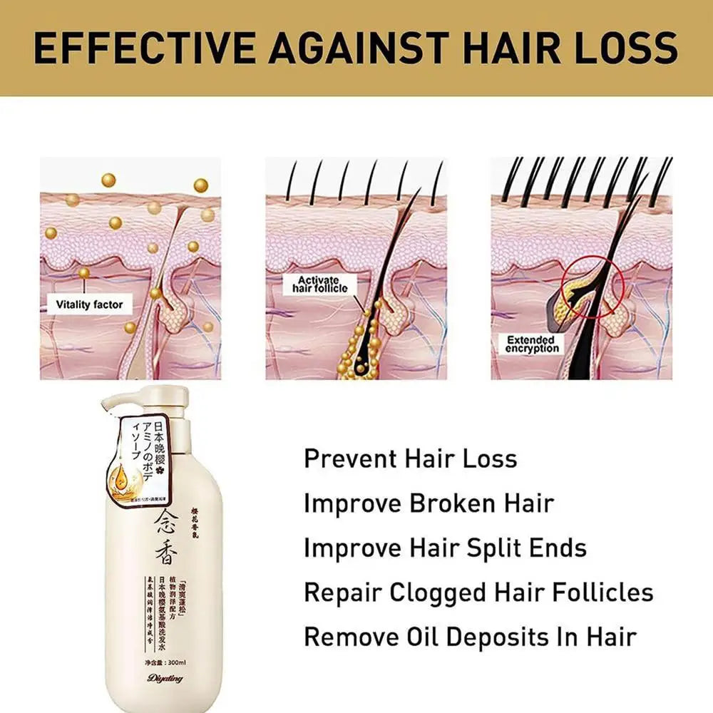 300ml Sakura Japanese Shampoo Evening Sakura Amino Acid Hair Growth Shampoo Hair Growth Shampoo and Conditioner