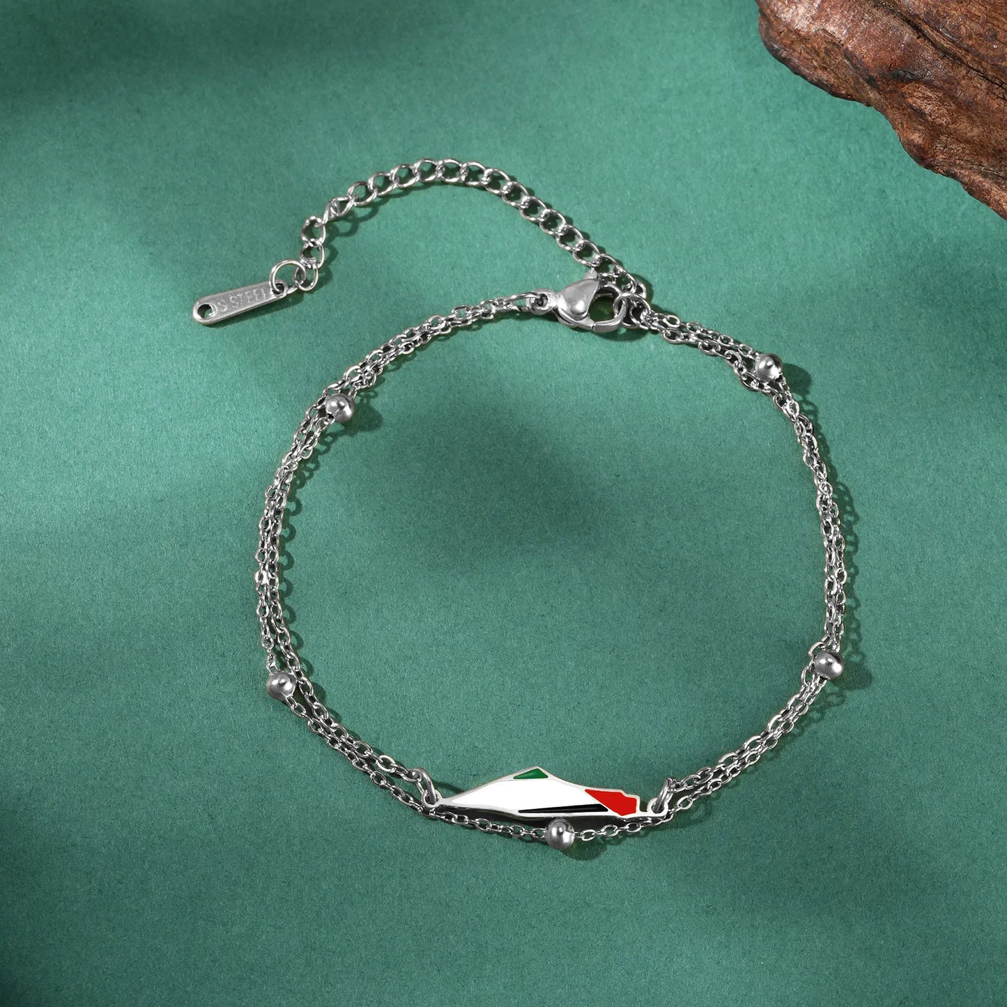 Enamel Palestine Map Charm Bracelets for Women Men Stainless Steel Gold Color Hand Bracelet Country Geography Jewelry Wholesale