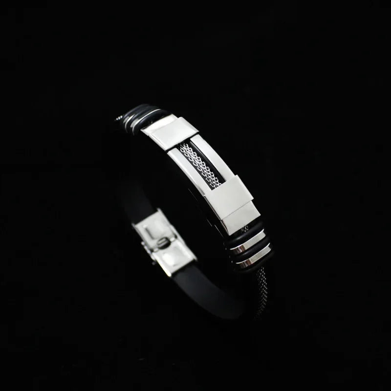4 Color Stainless Steel Silicone Bracelet