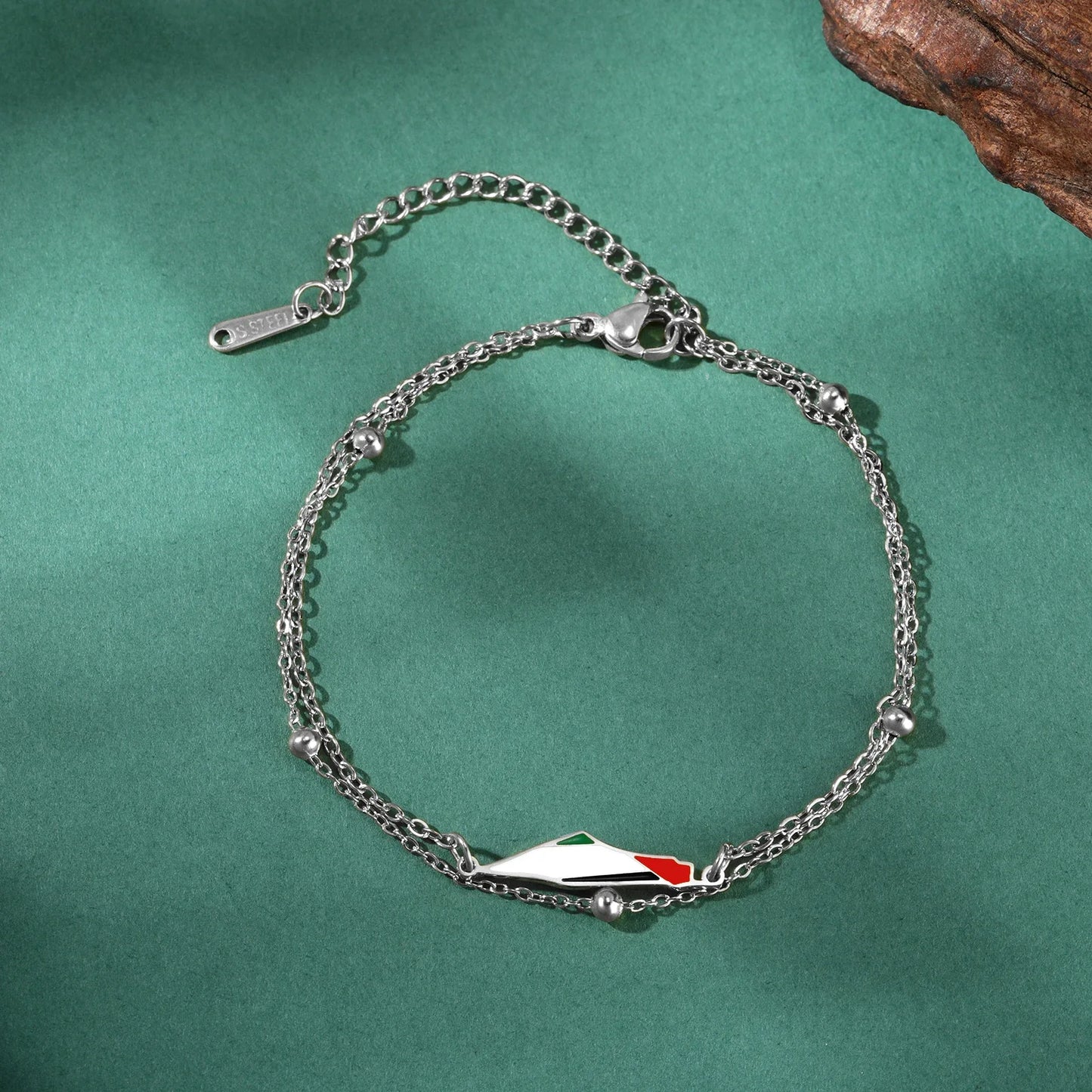 Enamel Palestine Map Charm Bracelets for Women Men Stainless Steel Gold Color Hand Bracelet Country Geography Jewelry Wholesale