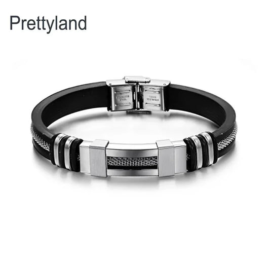 4 Color Stainless Steel Silicone Bracelet