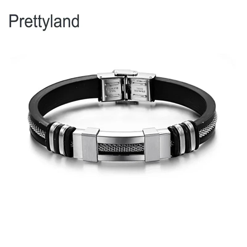 4 Color Stainless Steel Silicone Bracelet