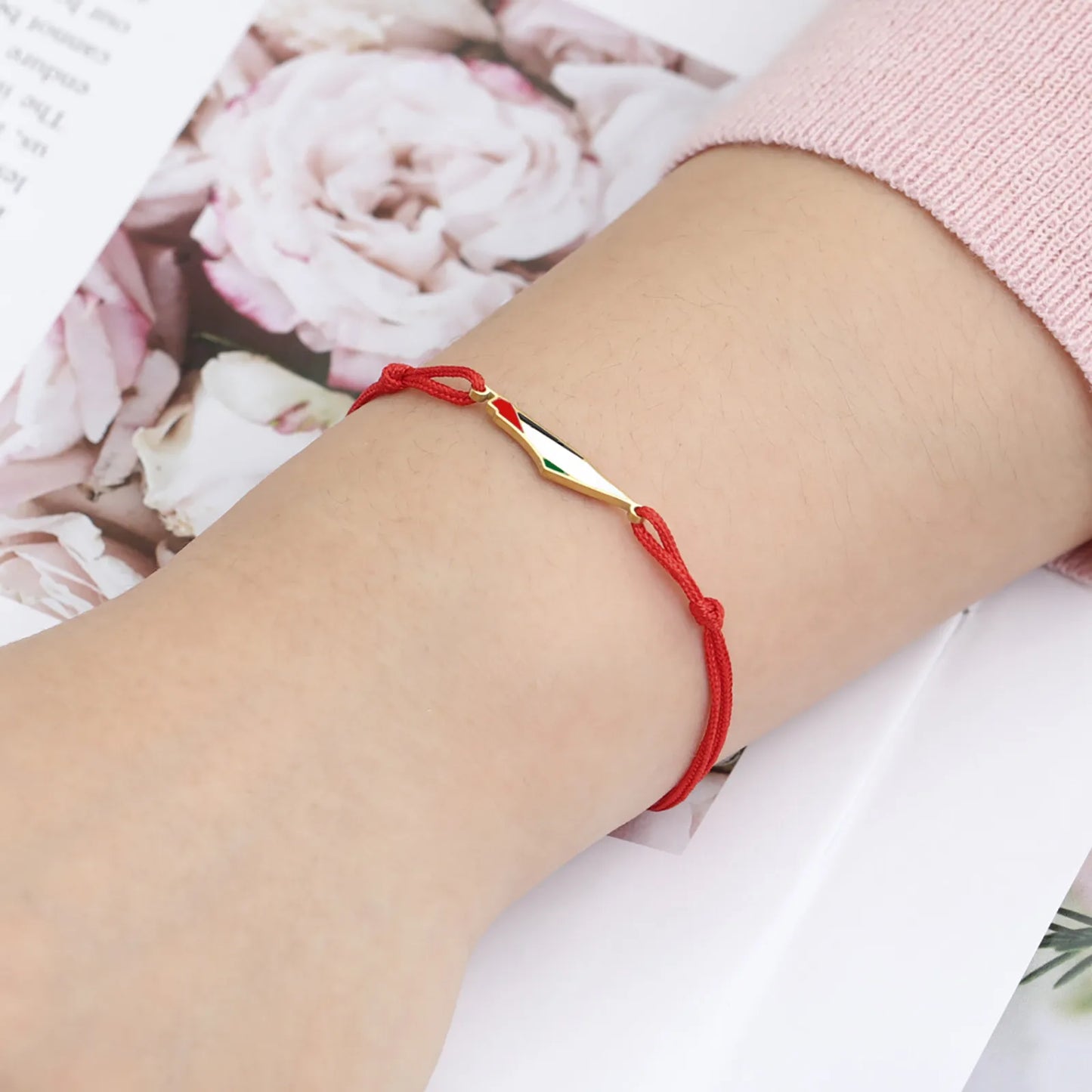 Enamel Palestine Map Charm Bracelets for Women Men Stainless Steel Gold Color Hand Bracelet Country Geography Jewelry Wholesale