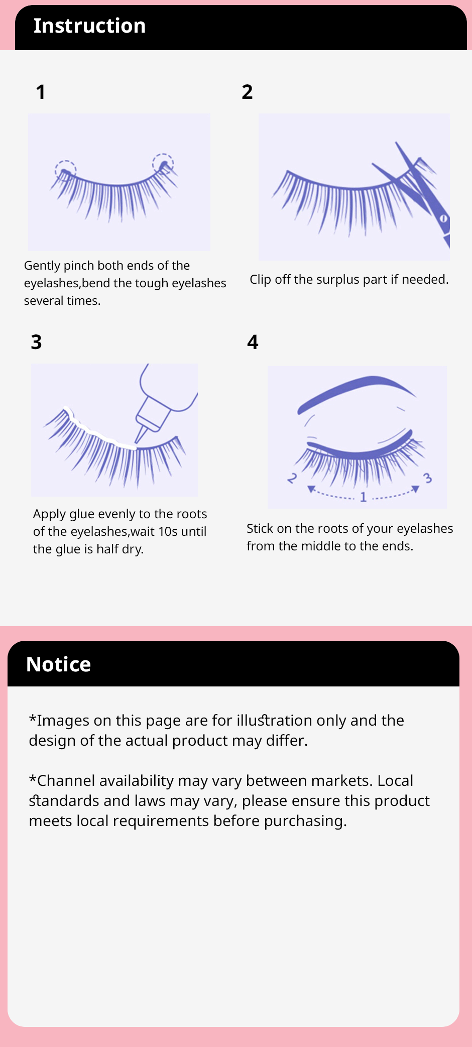 7 Pairs of Natural D Curled Transparent Stem Crossed False Eyelashes