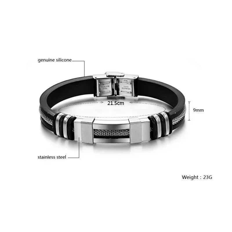 4 Color Stainless Steel Silicone Bracelet