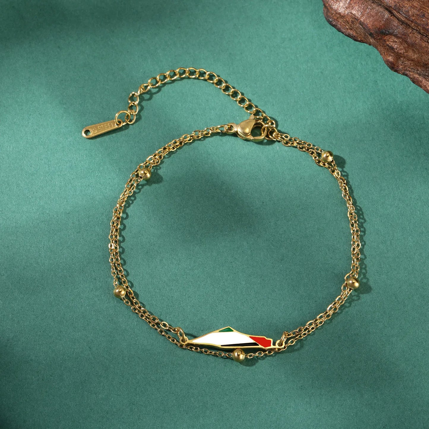 Enamel Palestine Map Charm Bracelets for Women Men Stainless Steel Gold Color Hand Bracelet Country Geography Jewelry Wholesale