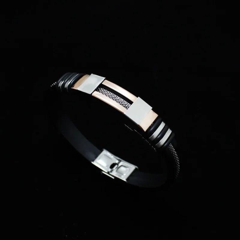 4 Color Stainless Steel Silicone Bracelet