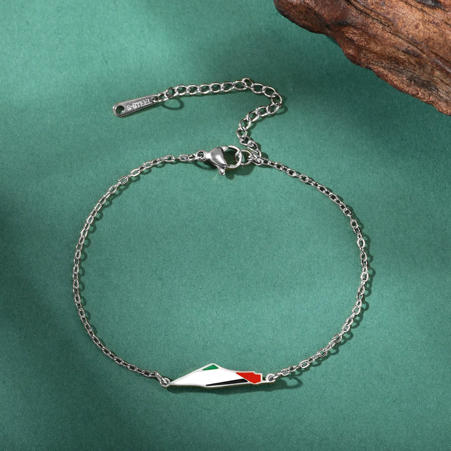 Enamel Palestine Map Charm Bracelets for Women Men Stainless Steel Gold Color Hand Bracelet Country Geography Jewelry Wholesale