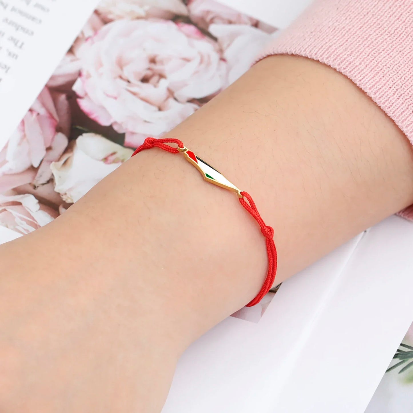 Enamel Palestine Map Charm Bracelets for Women Men Stainless Steel Gold Color Hand Bracelet Country Geography Jewelry Wholesale