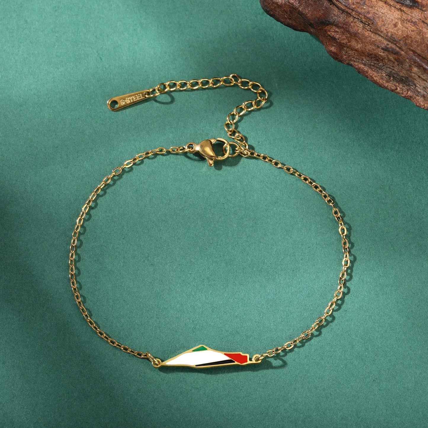 Enamel Palestine Map Charm Bracelets for Women Men Stainless Steel Gold Color Hand Bracelet Country Geography Jewelry Wholesale